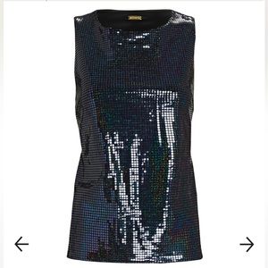 $485 Dodo Bar Or Salina Sequin Metallic Open-Back Tank Celebrity Size IT 44 US 8